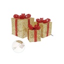 SET*3 CAJAS DE REGALO CON LUCES CESTOS DECORATIVOS PARA NAVIDAD